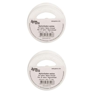 Nylon hobby draad - 2x rollen - wit - 0.5 mm x 50 meter - Knutsel draad