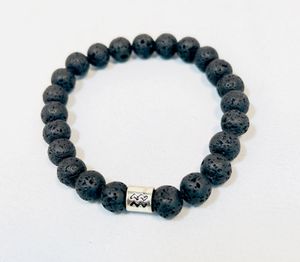 Onyx Lava Kralen Armband met Zilverkleurige Zee Kraal - Sieraden - Spiritueelboek.nl