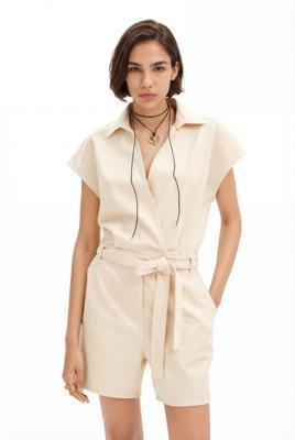 Korte denim jumpsuit - BROWN - M