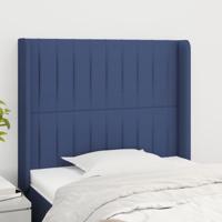 Hoofdbord met randen 103x16x118/128 cm stof blauw