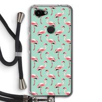 Flamingoprint groen: Pixel 3a Transparant Hoesje met koord