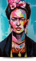 Frida Kahlo portret schilderij - Zonder lijst - Canvas print - 80 x 120 cm - thumbnail