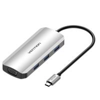 USB-HUB Vention TOIHB 100 W Zilverkleurig