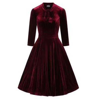Hearts & Roses Sylvie Velvet Swing Dress Burgundy-L Hearts & Roses Sylvie Velvet Swing Dress Burgundy-L