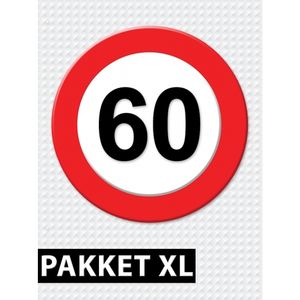 Verkeersbord 60 jaar feestartikelen pakket XL