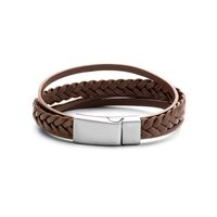 Armband leder-staal 12 mm bruin 20 cm
