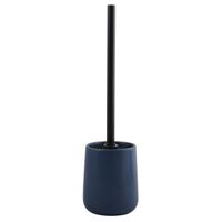 MSV Toiletborstel in houder/wc-borstel Malmo - keramiek/rvs - donkerblauw/zwart - 39 x 10 cm   -