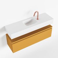 MONDIAZ ANDOR 100cm toiletmeubel ocher. LEX 100cm wastafel talc midden 1 kraangat