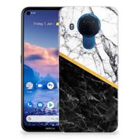 Nokia 5.4 | TPU | Siliconen hoesje | Marmer Wit Zwart - Origineel Cadeau Man