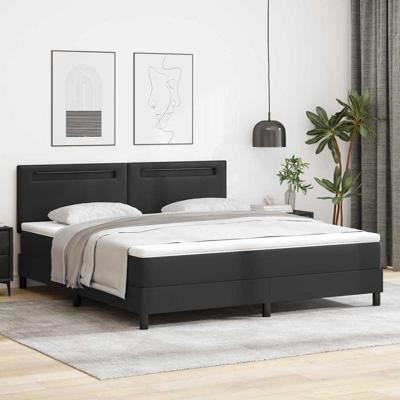 Boxspringbed met Matras in Zwart, Super King Size, Faux Leer