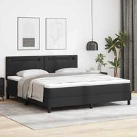 Boxspringbed met Matras in Zwart, Super King Size, Faux Leer