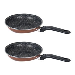 Set van 2x stuks aluminium koekenpan/hapjespan Burgos bruin met anti-aanbak laag 24 cm