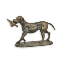 A CAST IRON FIGURINE OF A HOUND WITH PHEASANT