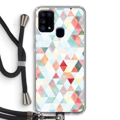 Gekleurde driehoekjes pastel: Samsung Galaxy M31 Transparant Hoesje met koord