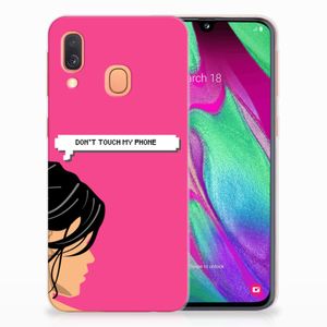 Samsung Galaxy A40 Silicone-hoesje Woman Don't Touch My Phone