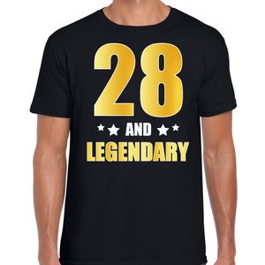 28 and legendary verjaardag cadeau t-shirt goud 28 jaar zwart voor heren