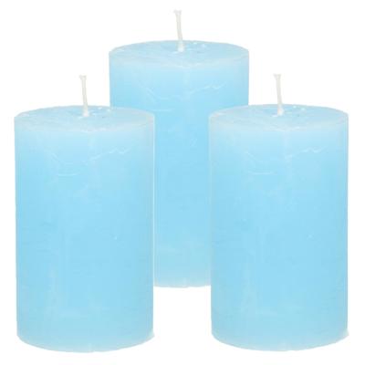 Atmosphera Stompkaars - 3x - lichtblauw - 5 x 8 cm - klein rustiek model - cilinderkaars - kaars