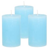 Atmosphera Stompkaars - 3x - lichtblauw - 5 x 8 cm - klein rustiek model - cilinderkaars - kaars