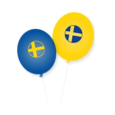 Ballonnen Zweden - 8x - 90 cm - vlag - landen thema versiering