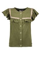 Like Flo Meisjes blouse fancy ruffel - Olive - thumbnail