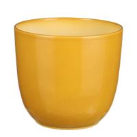 Plantenpot/bloempot Tusca - Okergeel - keramiek - glans - D19 x H18 cm