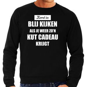 Zwarte foute kersttrui / sweater Kerst is blij kijken / kut cadeau outfit heren