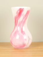 Glazen kelkvaasje roze/wit, 22 cm