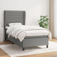 Boxspring met matras stof donkergrijs 100x200 cm