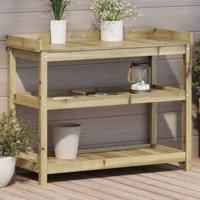 Oppottafel met schappen 108x45x86,5 cm geïmpregneerd hout - thumbnail