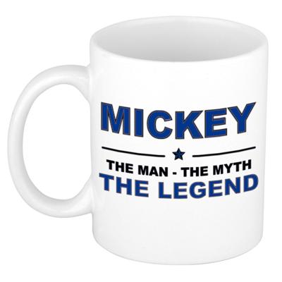 Mickey cadeau mok - man myth legend - naam koffiemok / beker - wit en blauw - 300 ml Mickey cadeau mok - man myth legend - naam koffiemok / beker - wit en blauw - 300 ml