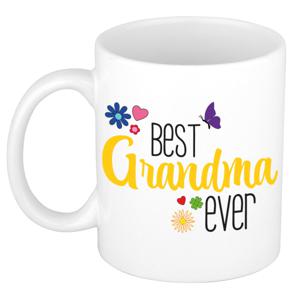 Cadeau koffie/thee mok voor oma - geel - beste oma - keramiek - 300 ml