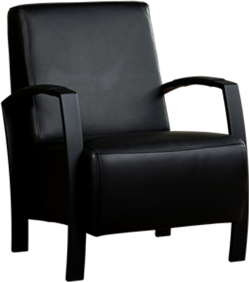 Zwarte leren industriële stalen fauteuil Glory - Massif Leer Nero (zwart leer)