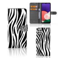 Samsung Galaxy A22 5G | Telefoonhoesje | Met pasjeshouder | Zebra