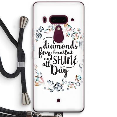 Diamonds: HTC U12+ Transparant Hoesje met koord
