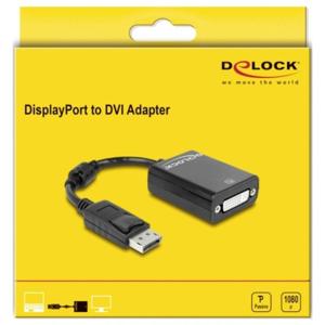 Delock 61847 DisplayPort / DVI Adapter [1x DisplayPort stekker - 1x DVI-bus 24+1-polig] Zwart Met Ferrietkern