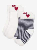 Set van 2 paar baby sokken van geborduurd katoen PETIT BATEAU marineblauw