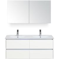 Dante Badmeubelset 120 cm - Wit Hoogglans - Keramische Wastafel Wit Enjoy met Spiegelkast