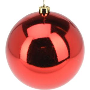 Grote decoratie kerstbal - rood - 18 cm - kunststof - glimmend - kerstversiering