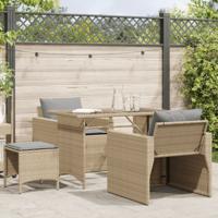 4-delige Loungeset met kussens poly rattan beige - thumbnail