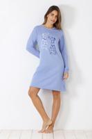 Blauw omgekeerde badstof nachthemd Hajo