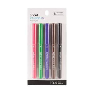 Cricut Explore/Maker Infusible Ink Fine Point 5-Pack Basics Stiftset Rood, Zwart, Violet, Bruin, Groen