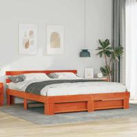 Bedframe met hoofdeinde Bruin 200 x 200 cm Massief grenenhout