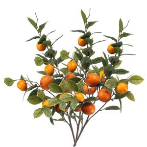 Kunstbloem citrusfruit tak mandarijn/clementine - 3x - 95 cm - oranje - losse steel - Kunst zijdeblo