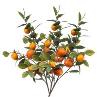 Kunstbloem citrusfruit tak mandarijn/clementine - 3x - 95 cm - oranje - losse steel - Kunst zijdeblo