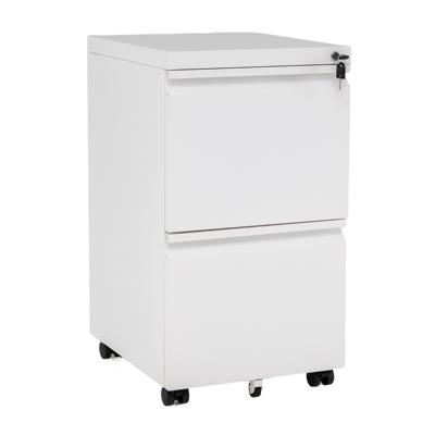Mobiele Archiefkast Met Twee Laden Vijf Zwenkwielen Twee Verstelbare Steunen En Een Slot-Wit