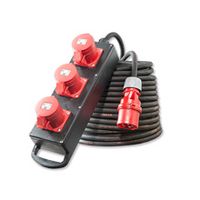 10 meter krachtstroom verlengkabel 16A 5-polig 5 x 2,5mm² 400V zwart IP44 verdeeldoos