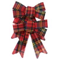 Kerst decoratie strikjes - 2x st - rood -geruit - 17 cm - kerststrikjes - strikken