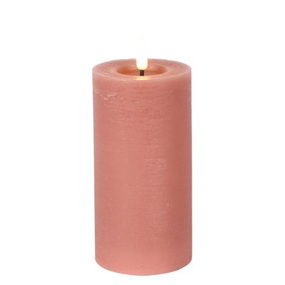 Countryfield LED kaars/stompkaars - roze - D7,5 x H15 cm - timer