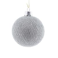 1x Zilveren Cotton Balls kerstballen 6,5 cm kerstboomversiering
