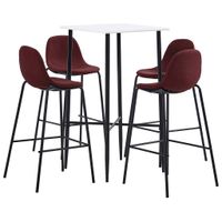 vidaXL 5-delige Barset stof wijnrood - thumbnail